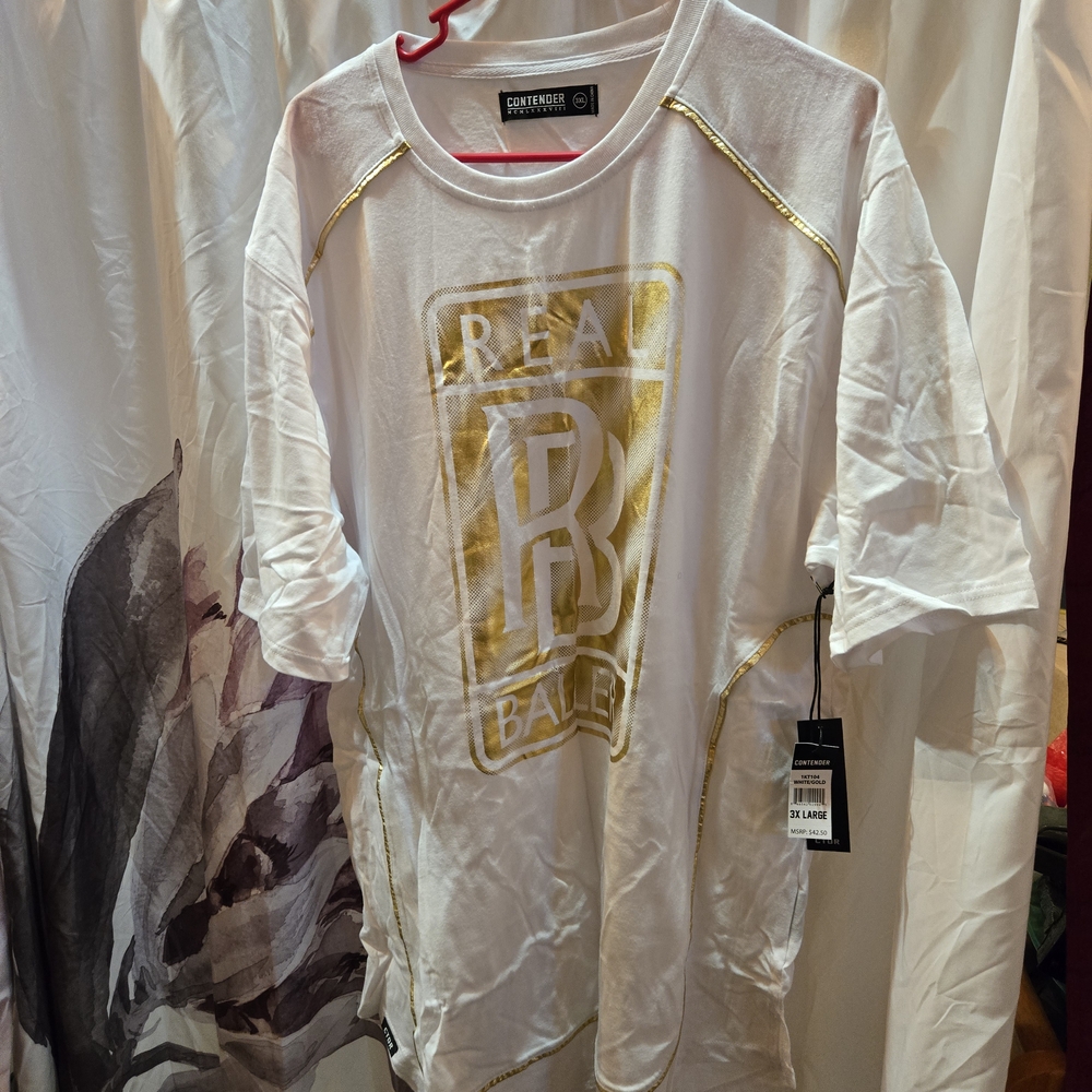 White and Gold Real Baller Graphic Tee